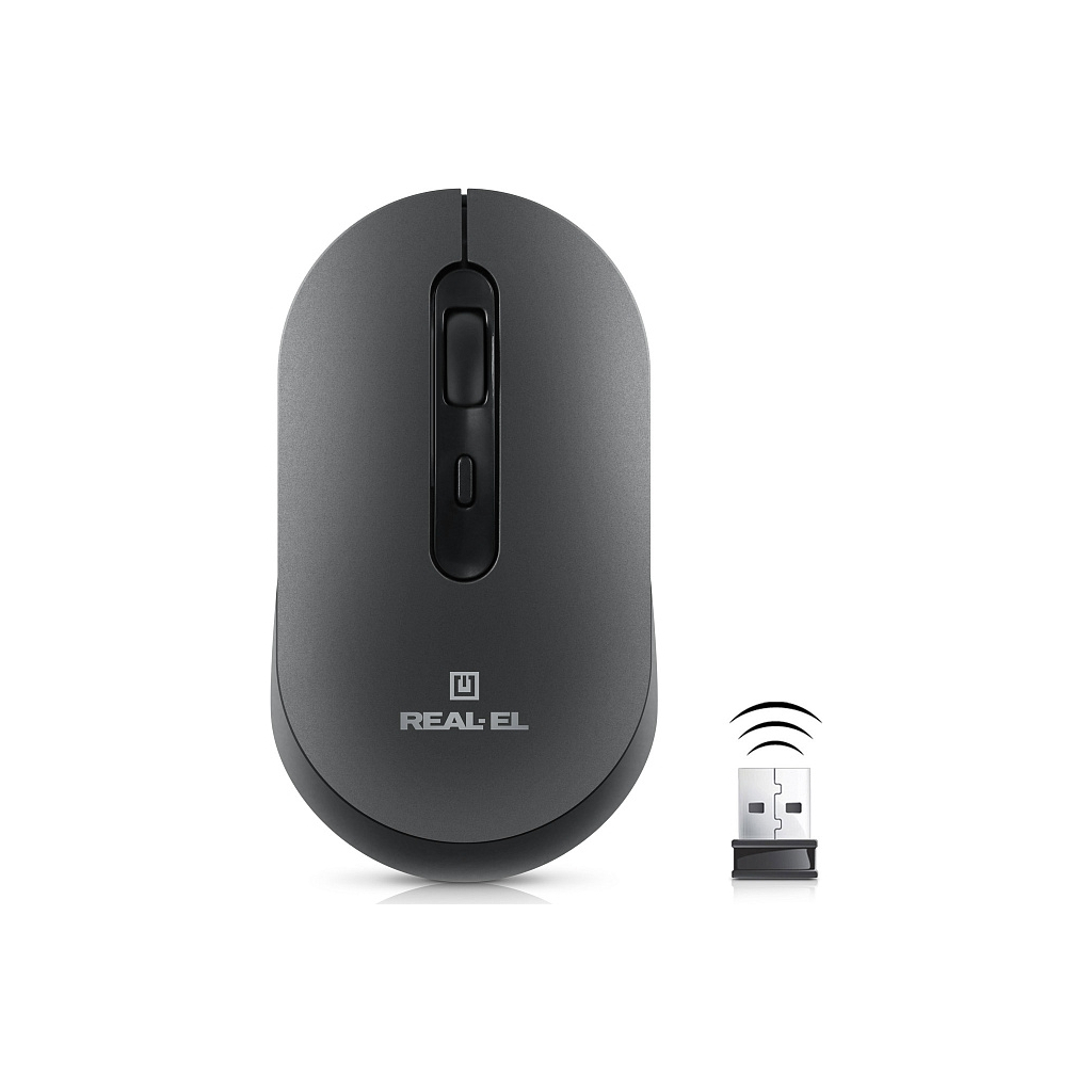 Мишка REAL-EL RM-470W Wireless/Bluetooth Dark Gray (EL123200049)