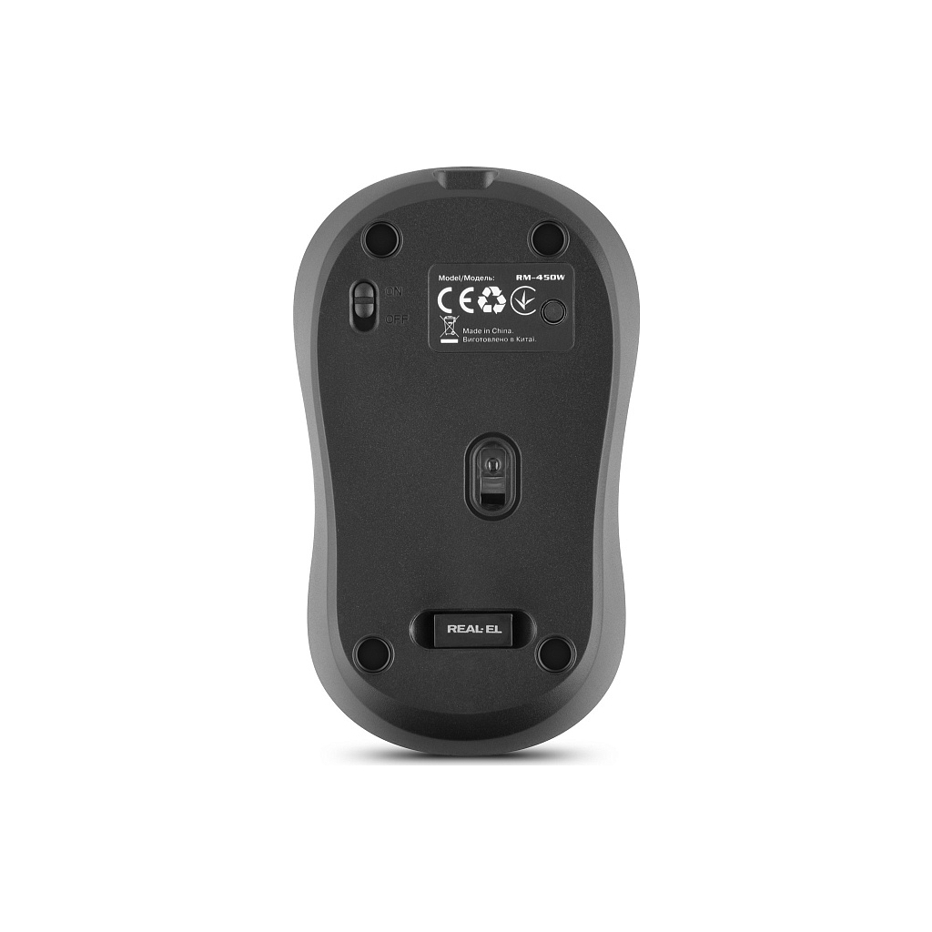 Мишка REAL-EL RM-450W Wireless/Bluetooth Black/Gray (EL123200046)