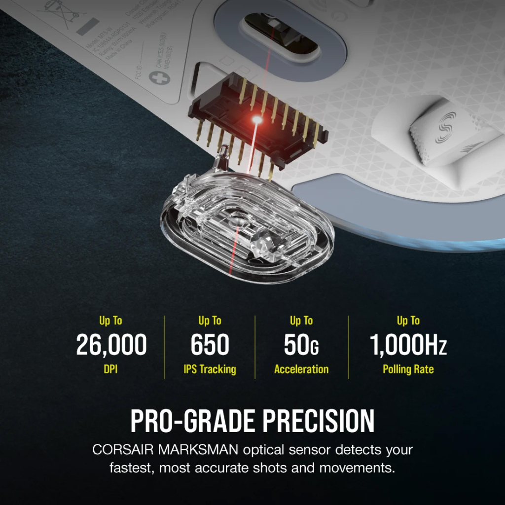 Мишка Corsair M75 RGB Wireless White (CH-931D011-EU)