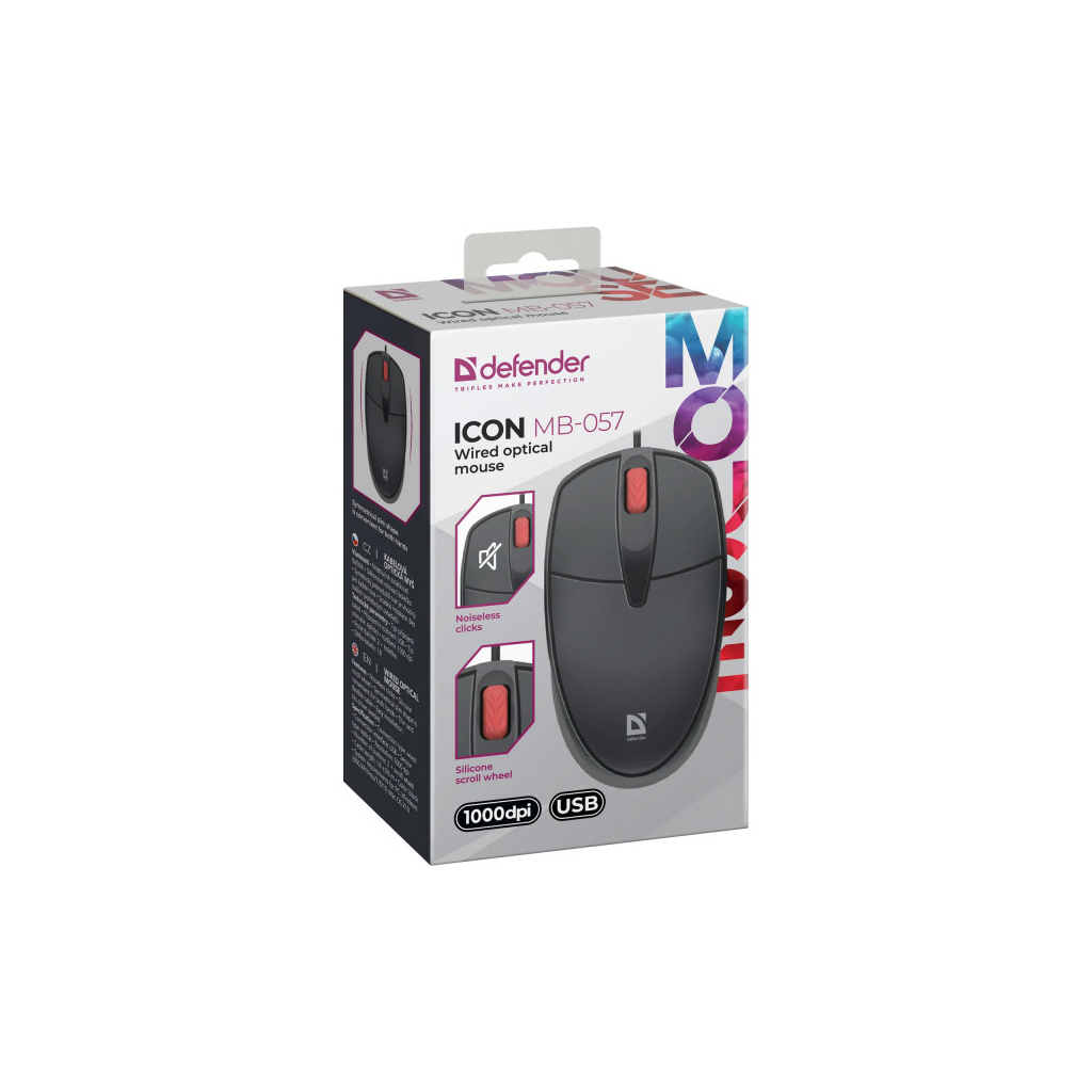Мишка Defender Icon MB-057 USB Black (52057)