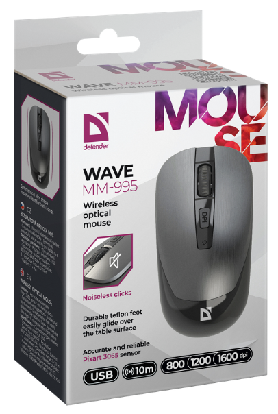 Миша Defender Wave MM-995 Wireless GRAY (52993)