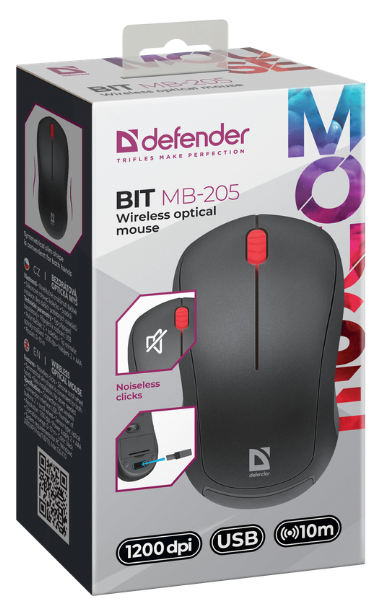 Миша Defender Bit MB-205 Wireless BLACK (52205) 