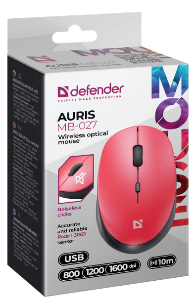 Миша Defender Auris MB-027 Wireless RED (52026) 