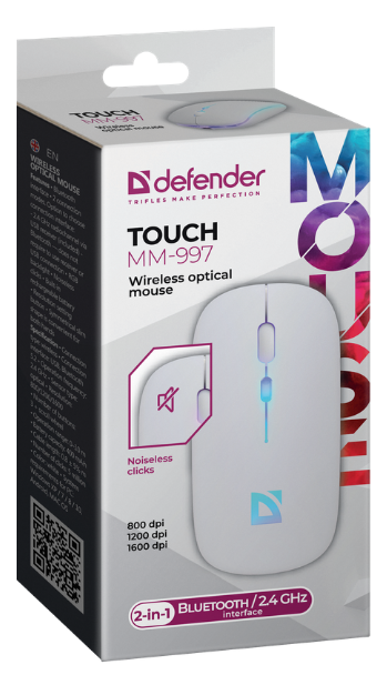 Миша Defender Touch MM-997 Wireless WHITE (52998) 