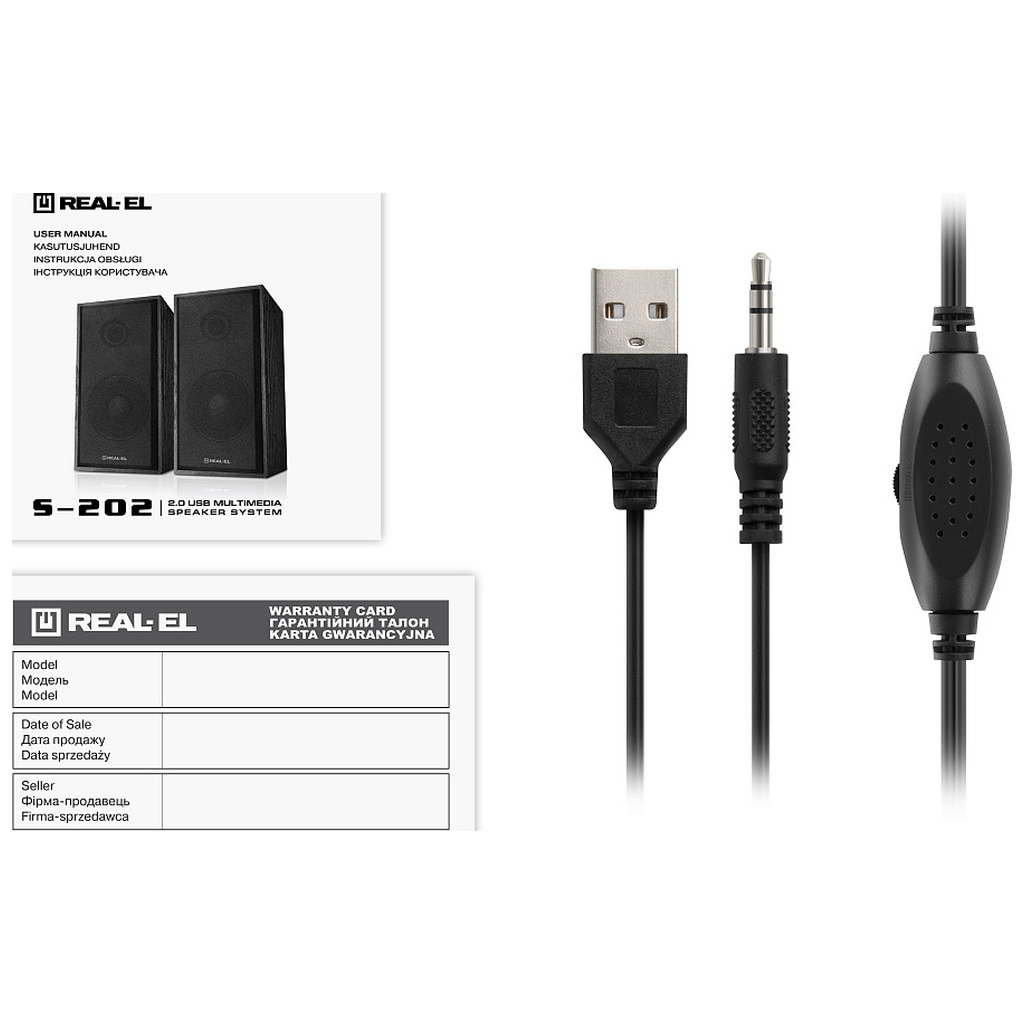 Акустична система REAL-EL S-202 USB Black (EL121200019)