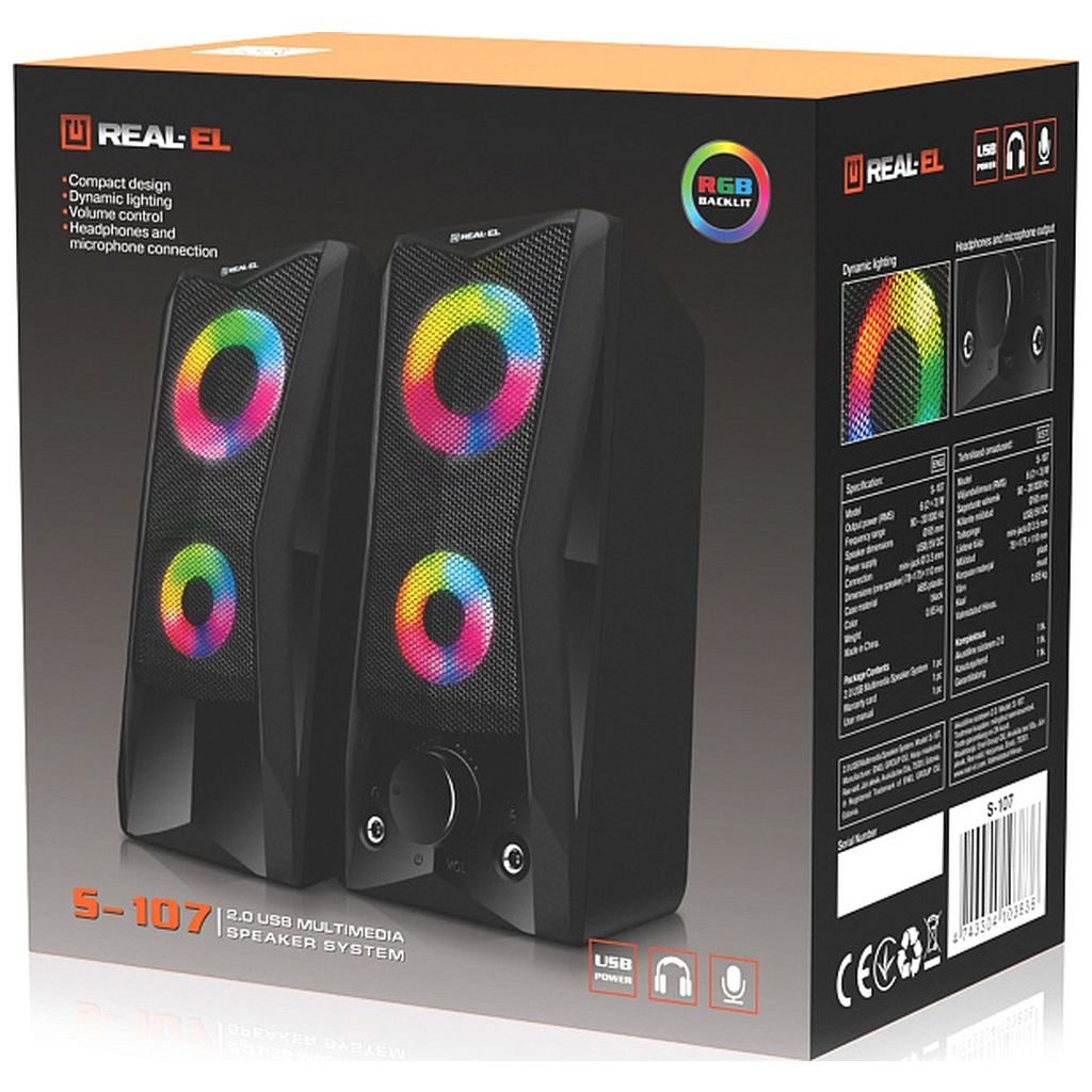 Акустична система REAL-EL S-107 USB Black (EL121100017)