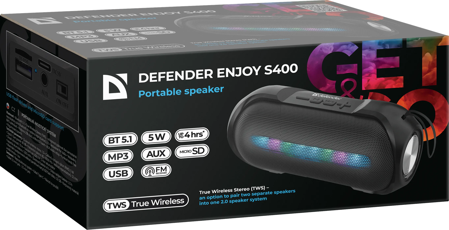 Портативна акустика Defender Enjoy S400 5Вт Black (65399) 