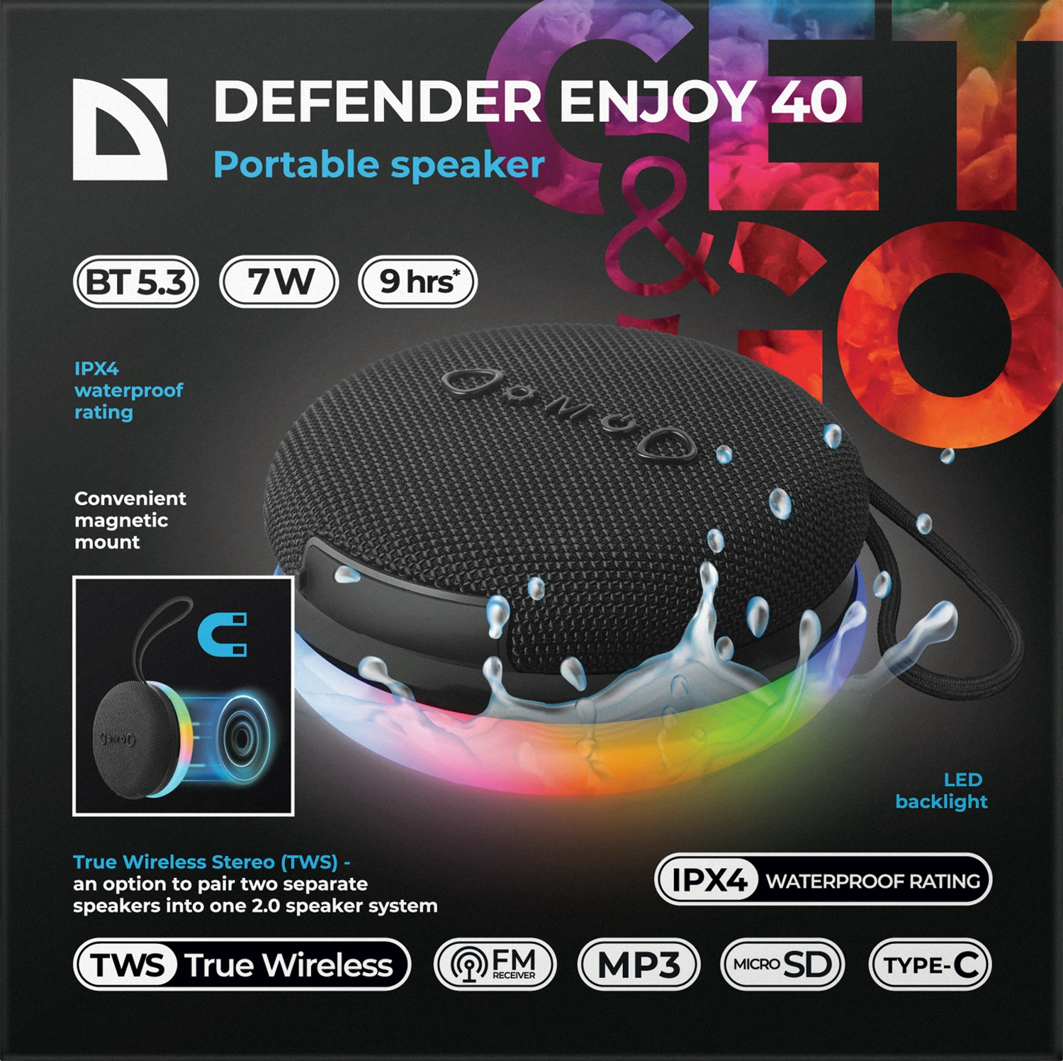 Портативна акустика Defender Enjoy 40 7Вт Black (65141) 