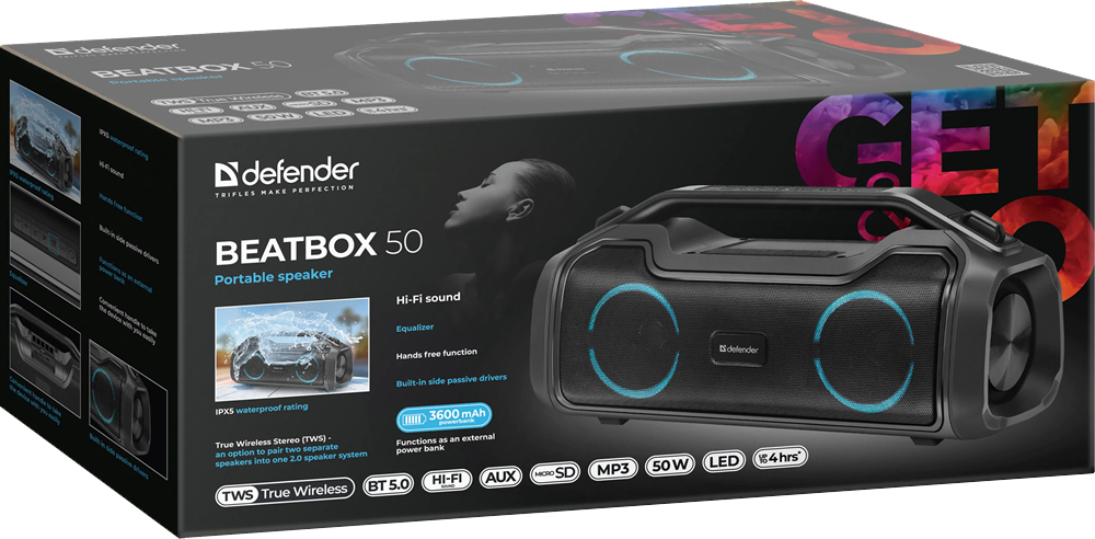 Портативна акустика Defender Beatbox 50 Black (65950)