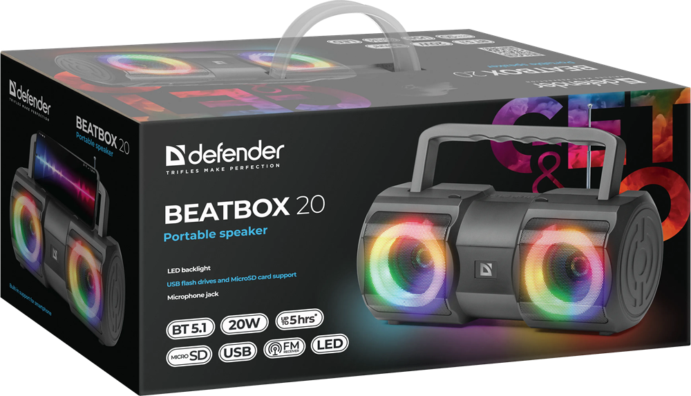 Портативна колонка Defender Beatbox 20 20Вт, Black (65420)