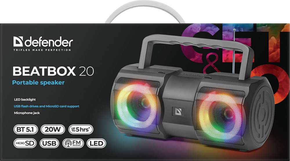 Портативна колонка Defender Beatbox 20 20Вт, Black (65420)
