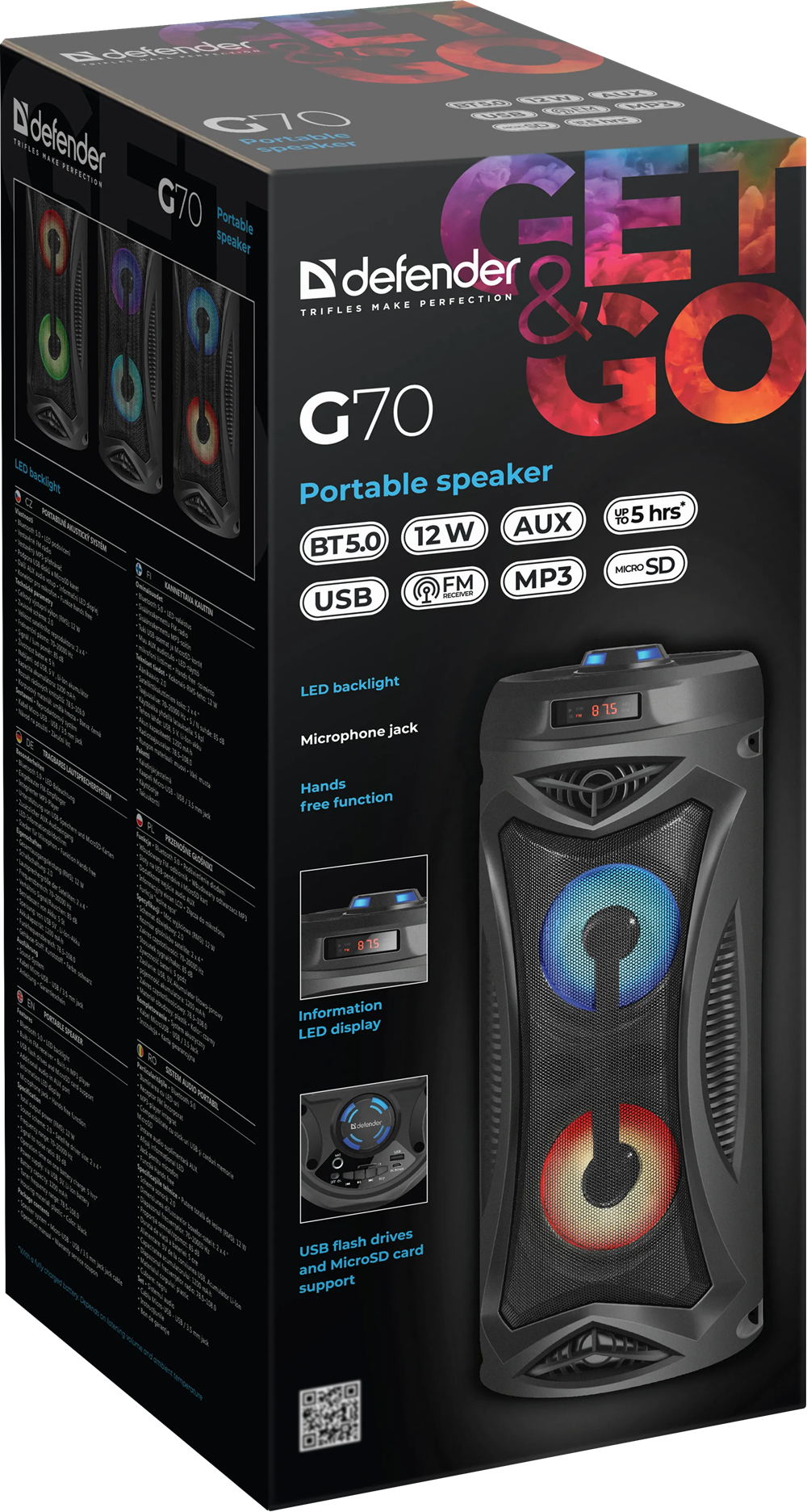 Портативна акустика Defender G70 12Вт, Black (65171) 