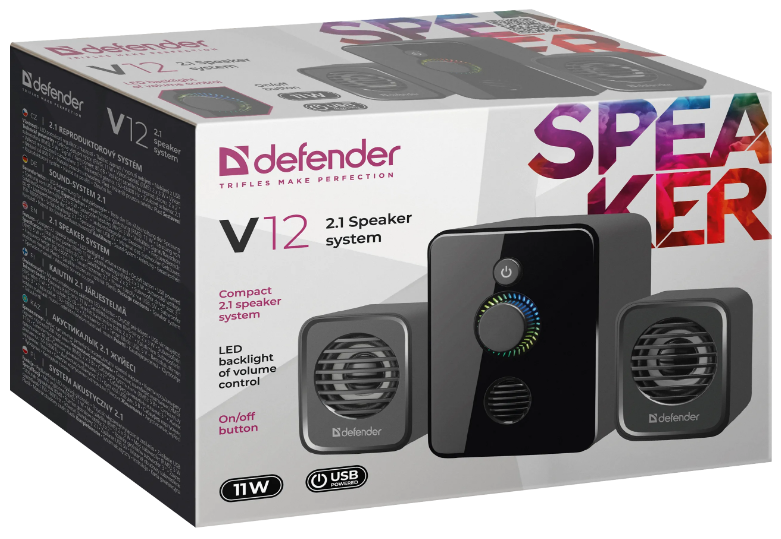 Акустика Defender 2.1 V12, 11Вт USB (65212)