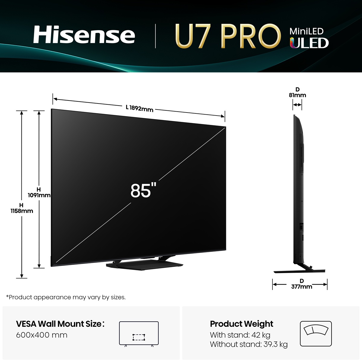 LED-телевізор Hisense 85U7Q PRO 