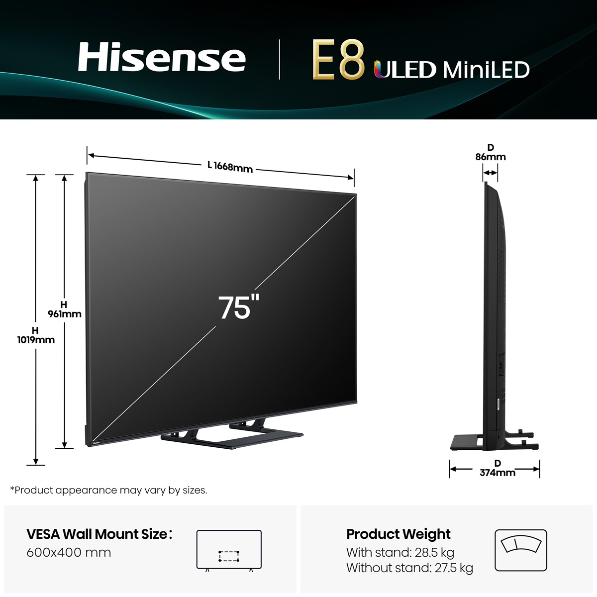LED-телевізор Hisense 75E8Q 