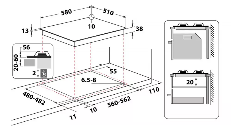 Газова варильна поверхня Whirlpool TGML 661 IX R