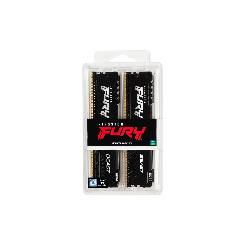 Модуль пам'яті для комп'ютера DDR4 16GB (2x8GB) 3200 MHz Black Kingston Fury (ex.HyperX) (KF432C16BBK2/16WP)