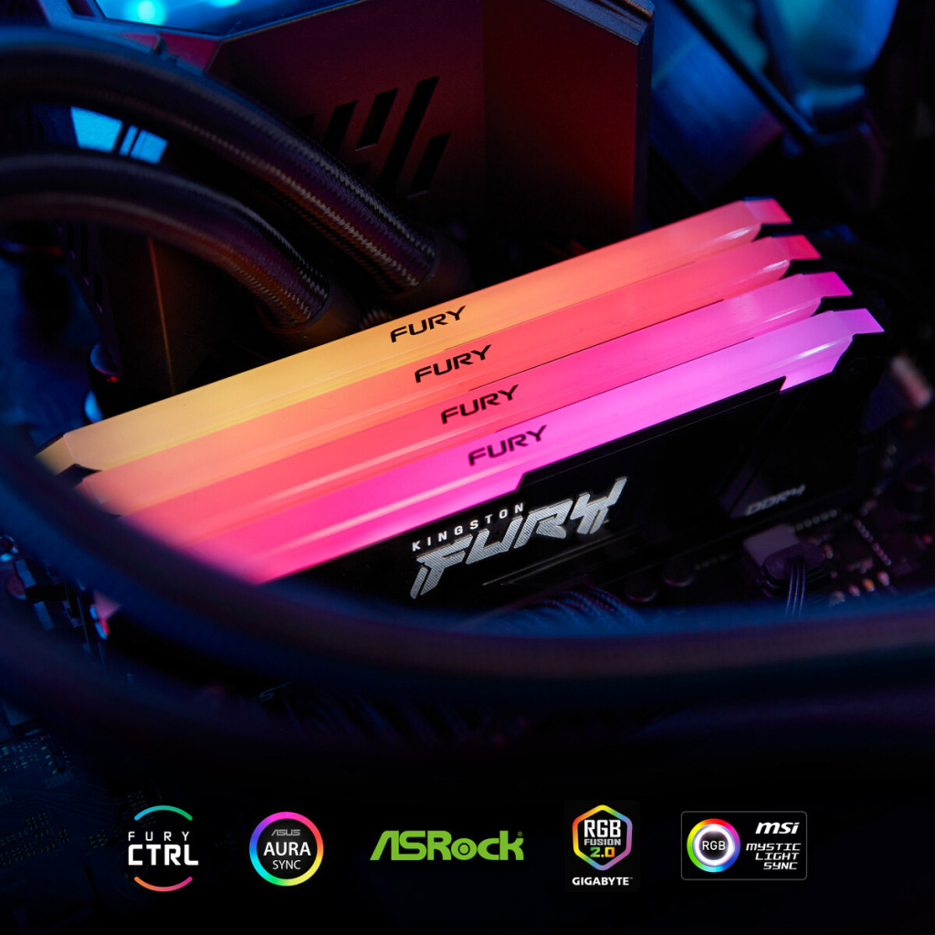 Модуль пам'яті для комп'ютера DDR4 8GB 3200 MHz Beast RGB Kingston Fury (ex.HyperX) (KF432C16BB2A/8WP)