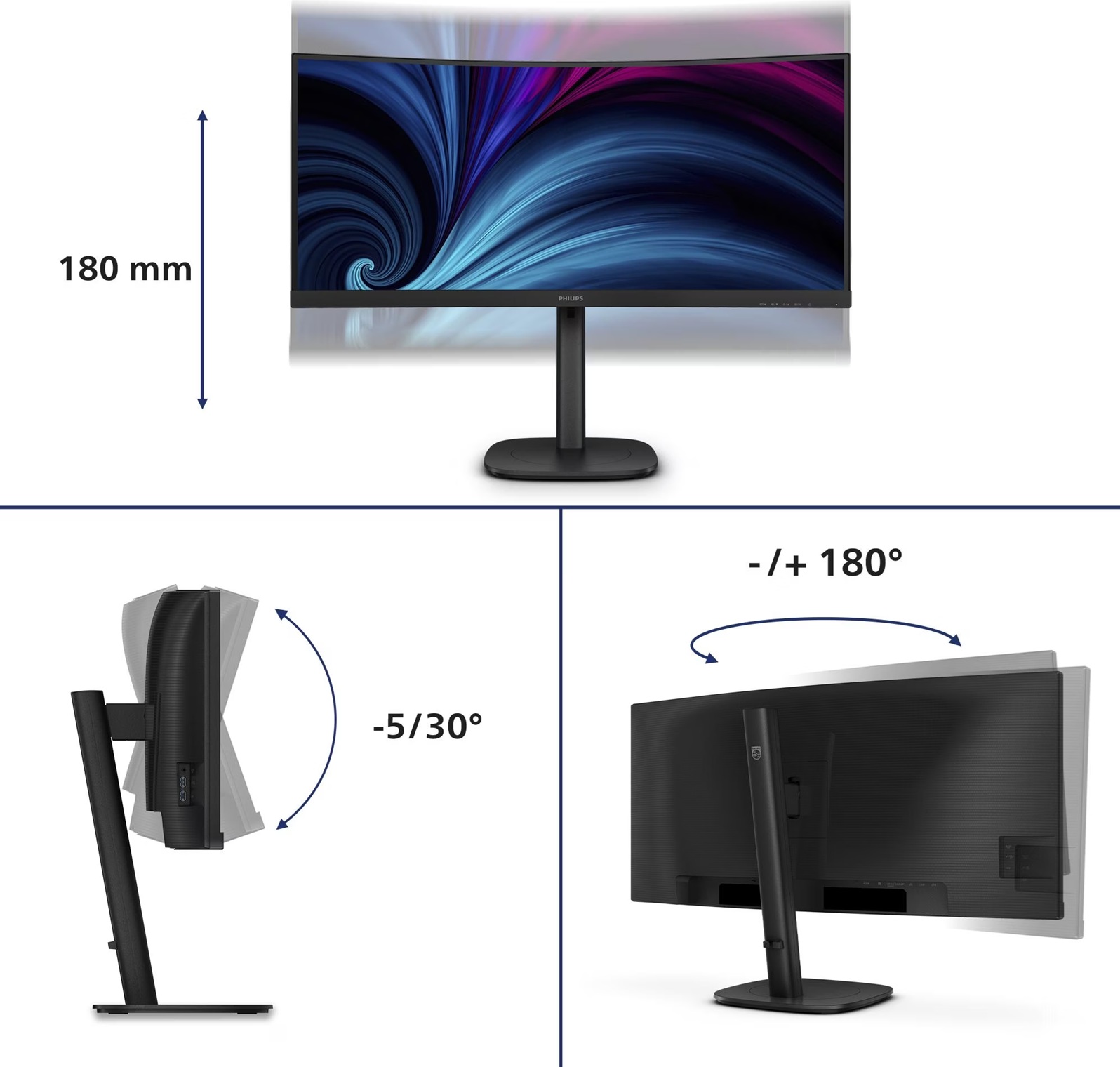 Монiтор 34" Philips 34B2U3600C/00 Black