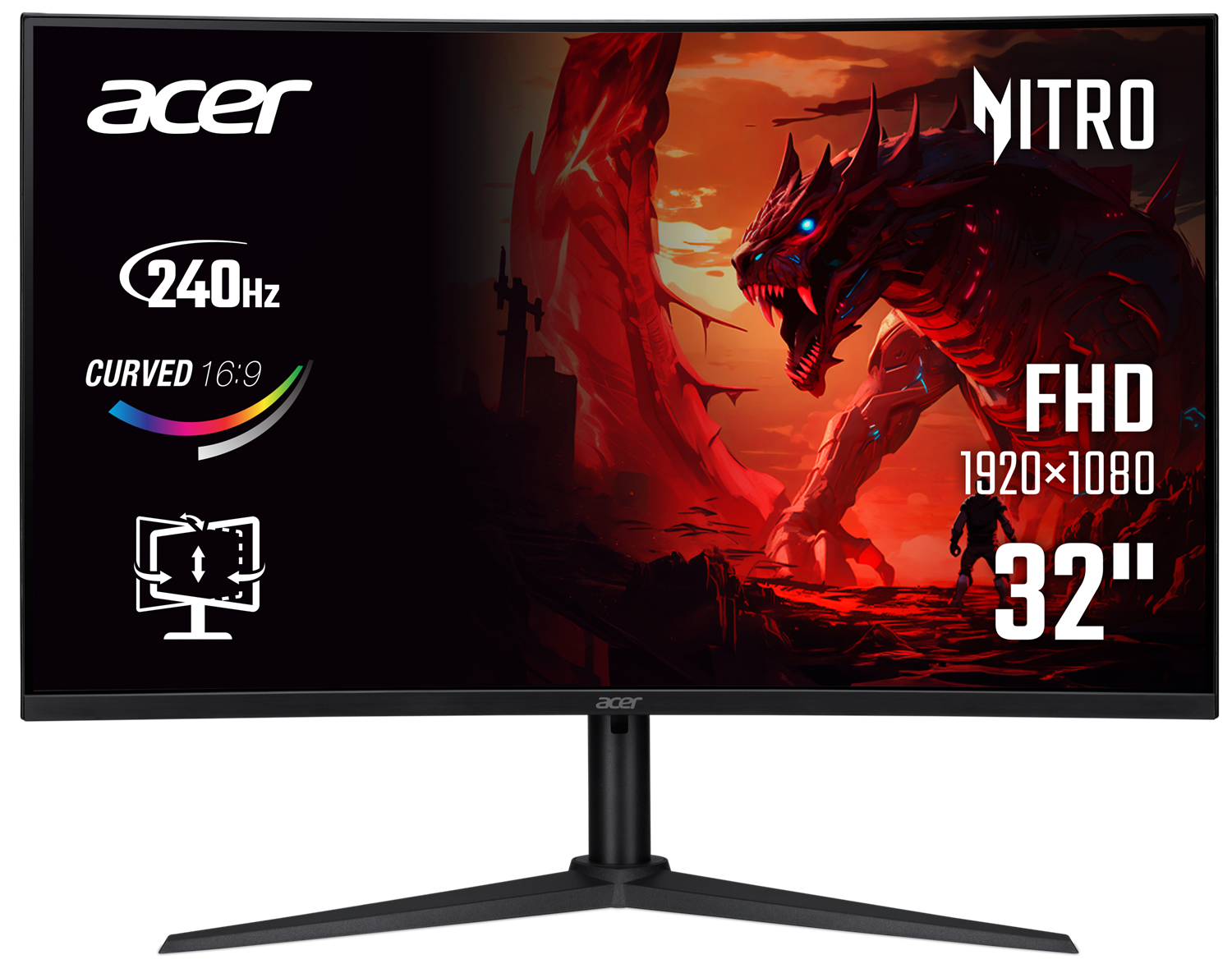 Монiтор 31.5" Acer XZ320QW0bmiiphx (UM.JX0EE.005) Black