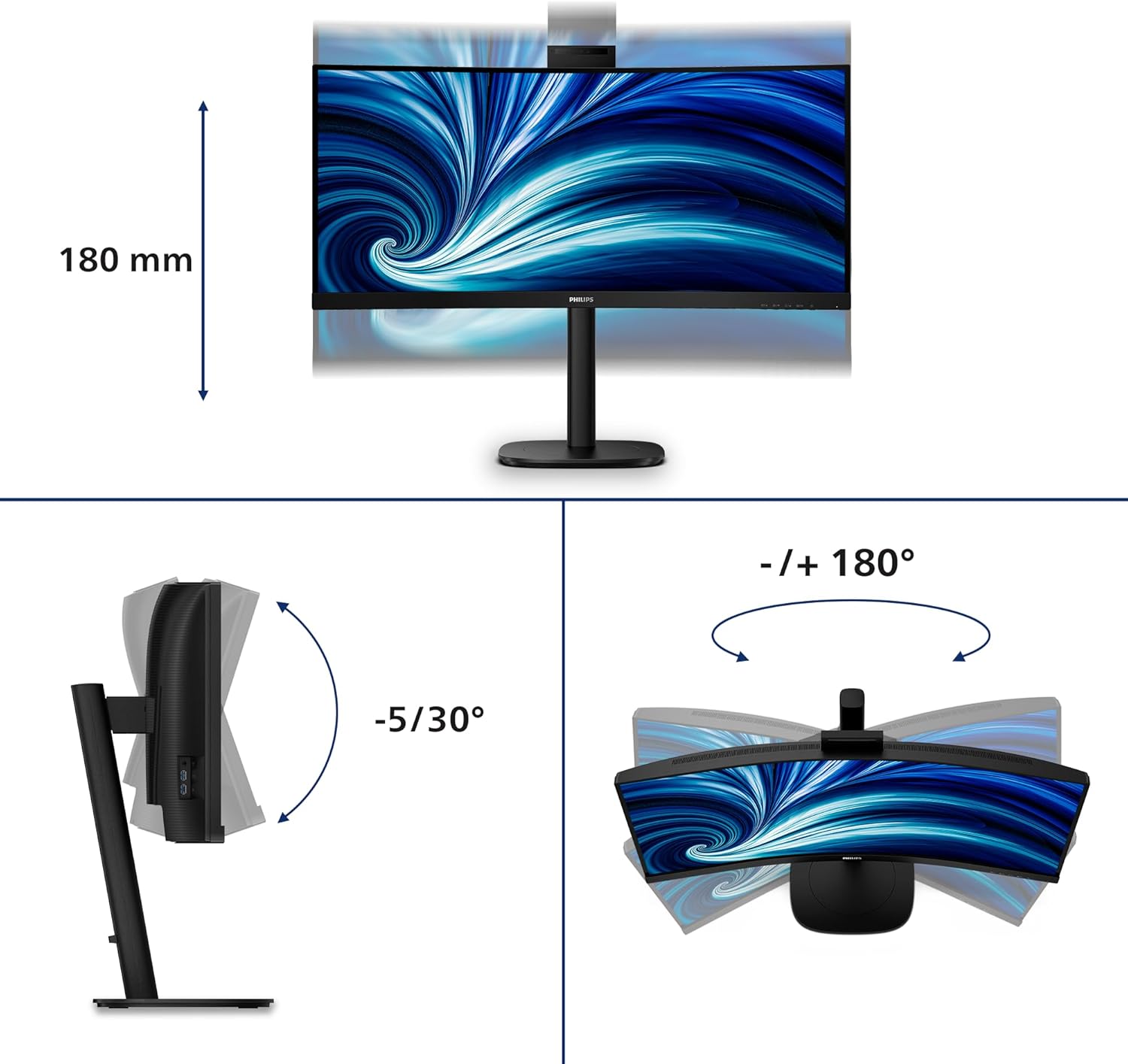 Монiтор 34" Philips 34B2U3600CH/00 Black