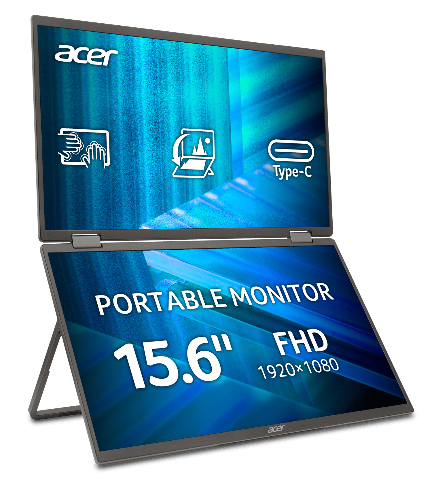 Монiтор 15.6" Acer Dual Portable PD163QTbmiuux (UM.ZP3EE.011) Black
