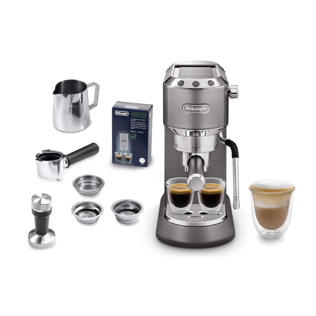 Ріжкова кавоварка еспресо Delonghi Dedica Arte EC 885.GY