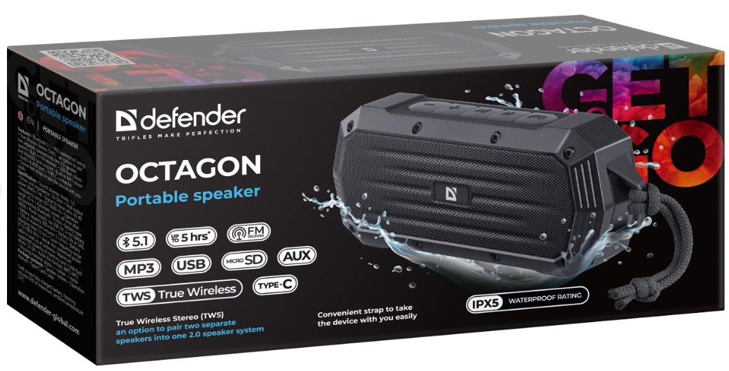Портативна акустика Defender Octagon Black (65039)