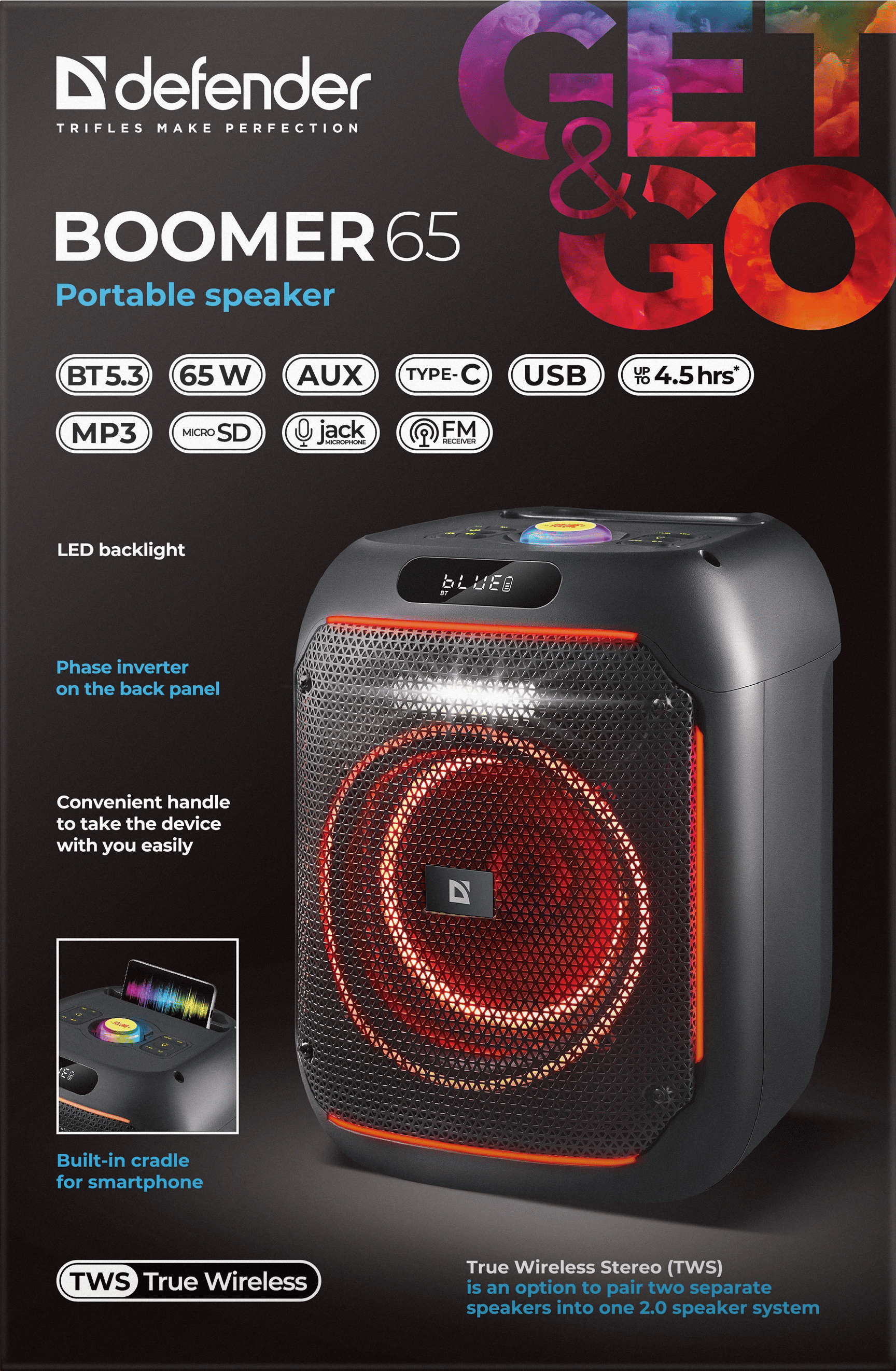 Портативна акустика Defender Beatbox 65 65Вт Black (65265)