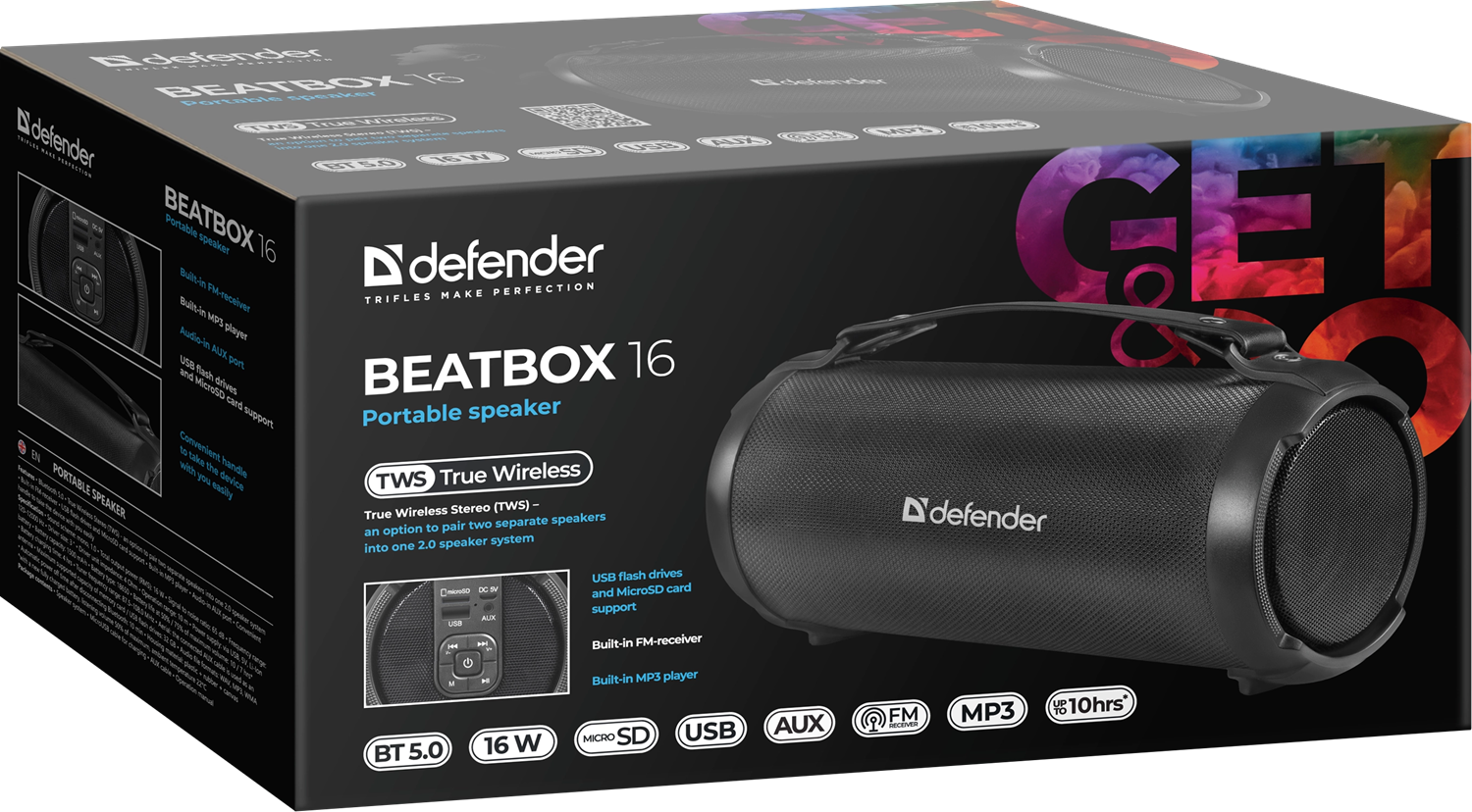 Портативна акустика Defender Beatbox 16 16Вт Black (65216) 