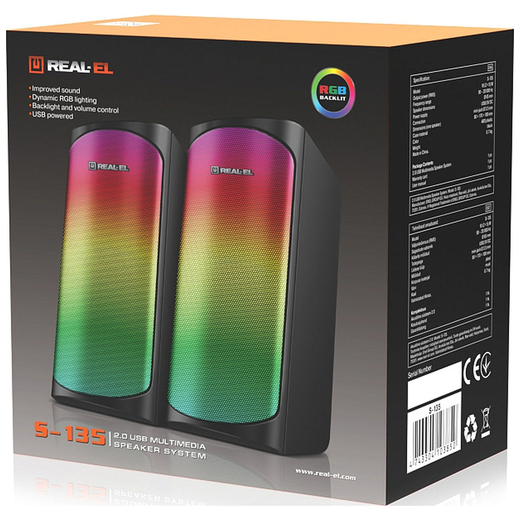 Акустична система REAL-EL S-135 USB Black (EL121100019)