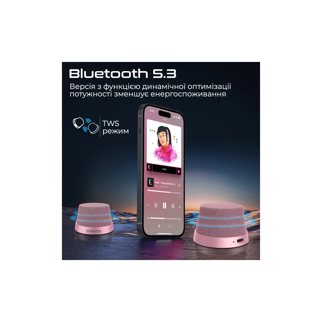 Акустична система Promate Punch 3 Вт Pink (punch.pink)