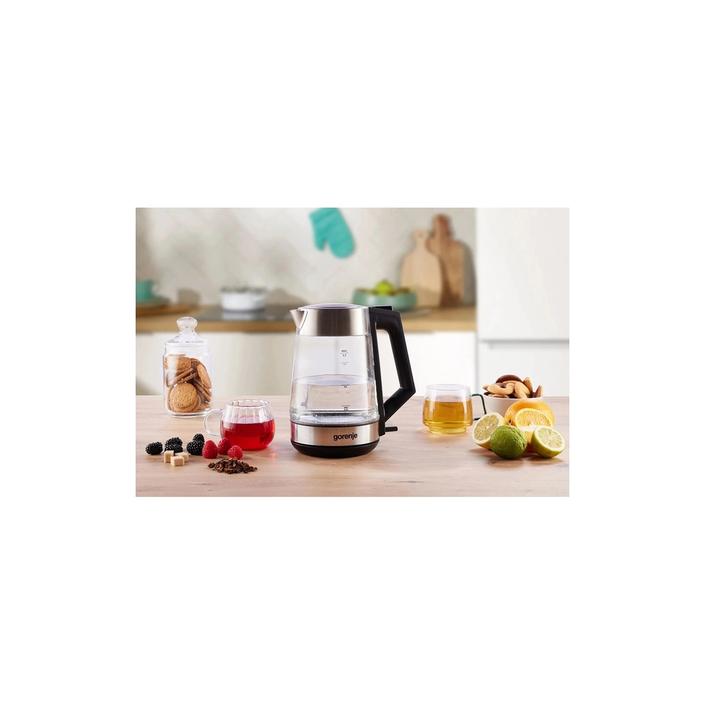 Електрочайник Gorenje 1.7л, 2,200 Вт, strix контроль, скло, нерж (K17OGS)