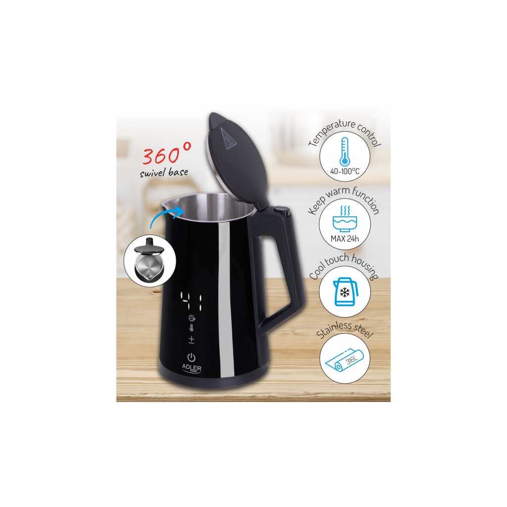 Електрочайник Adler AD 1345 black