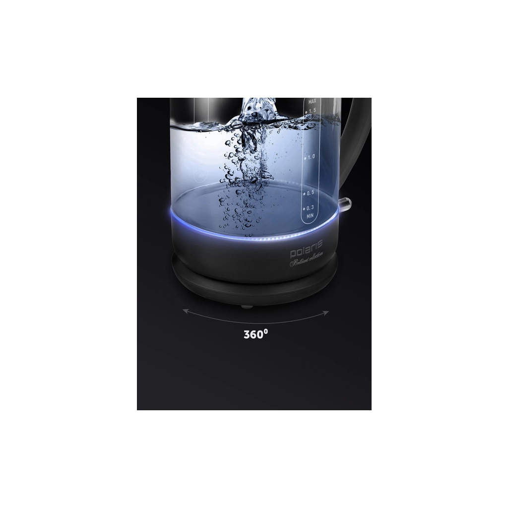Електрочайник Polaris PWK 17103CGL Water Way Pro Чорний