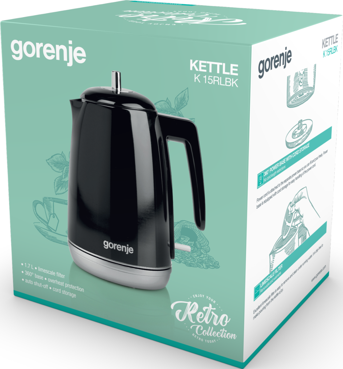 Електрочайник Gorenje K 15 RLBK (LD-K3042)