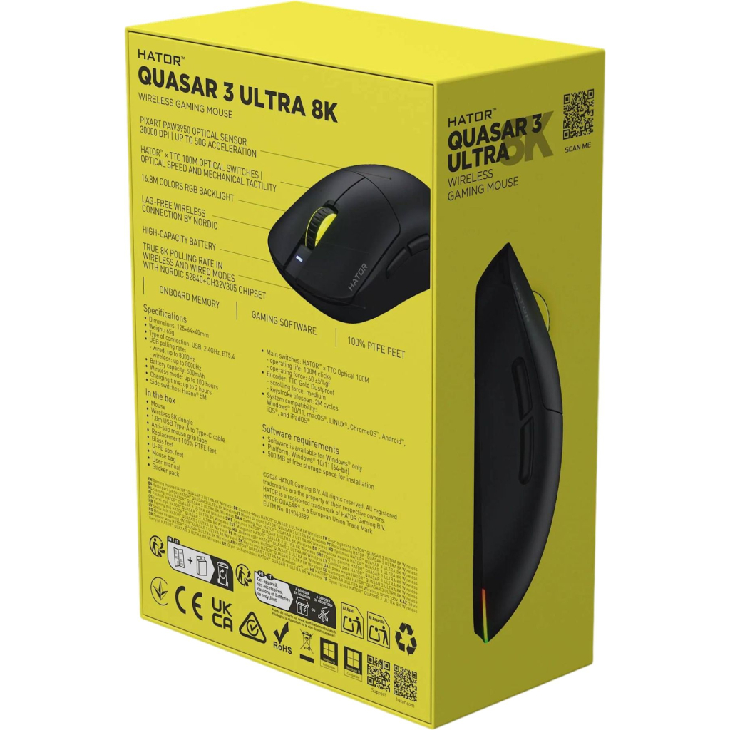 Мишка Hator Quasar 3 Ultra 8K Wireless Black Edition (HTM772)