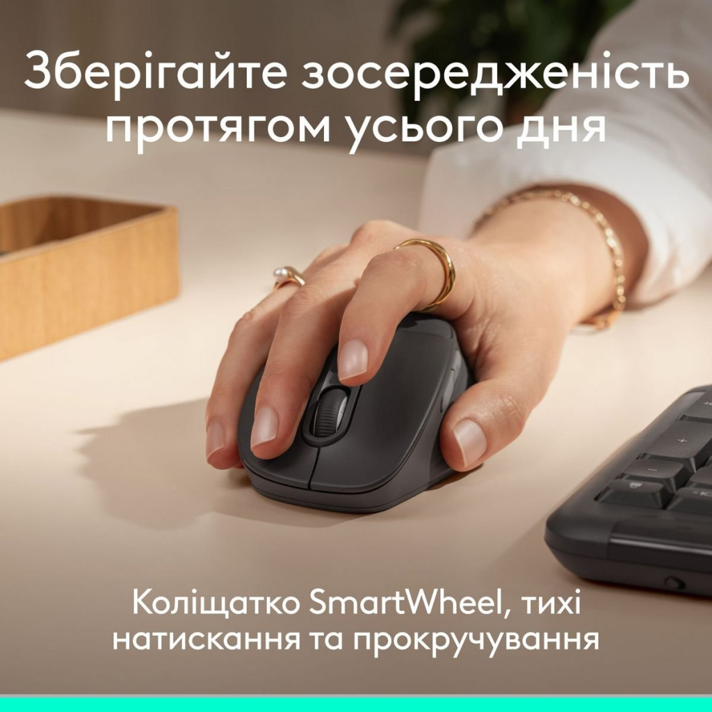Мишка Logitech Signature Comfort Plus M850L Wireless/Bluetooth/USB-C for Business Graphite (910-007704)