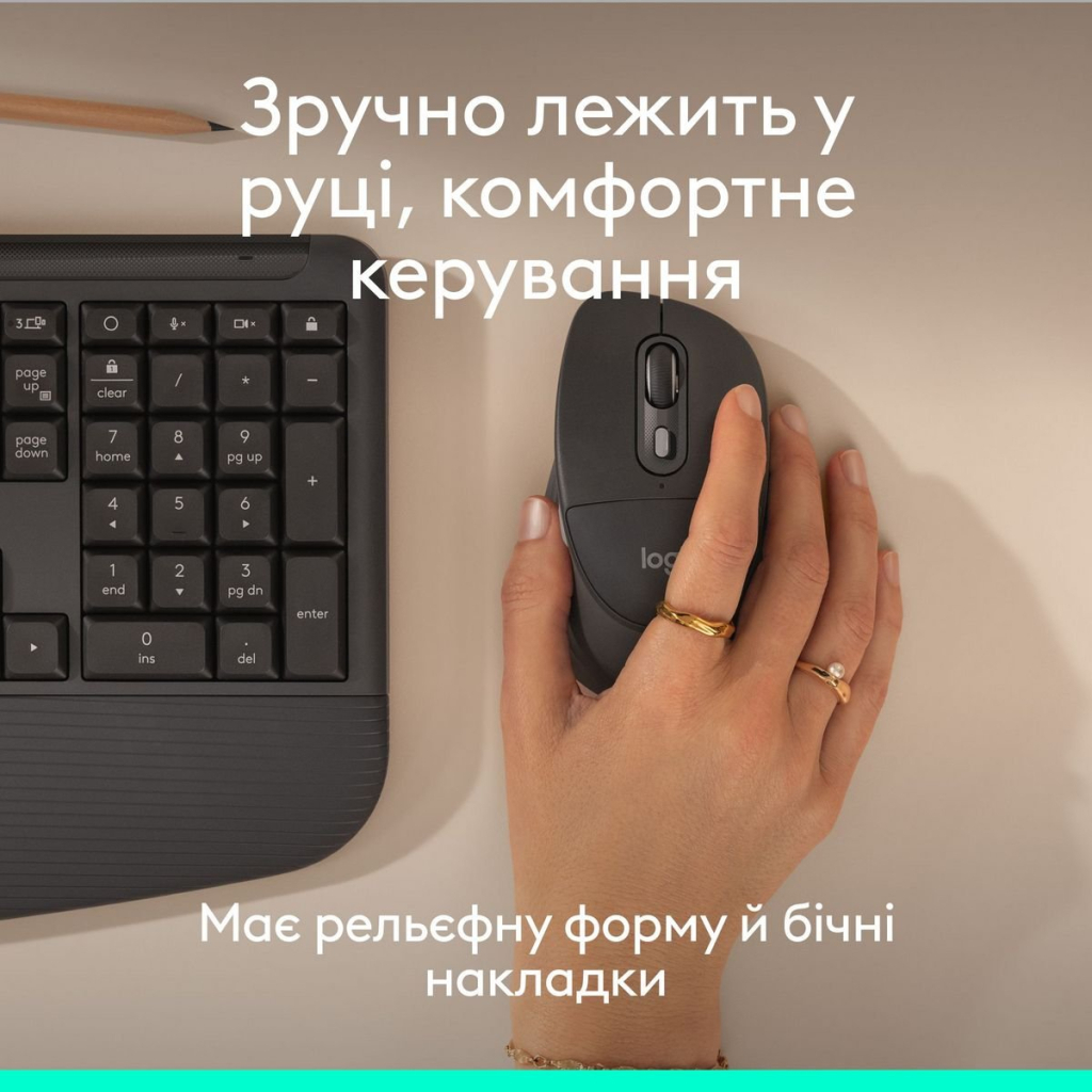 Мишка Logitech Signature Comfort Plus M850L Wireless/Bluetooth/USB-C for Business Graphite (910-007704)