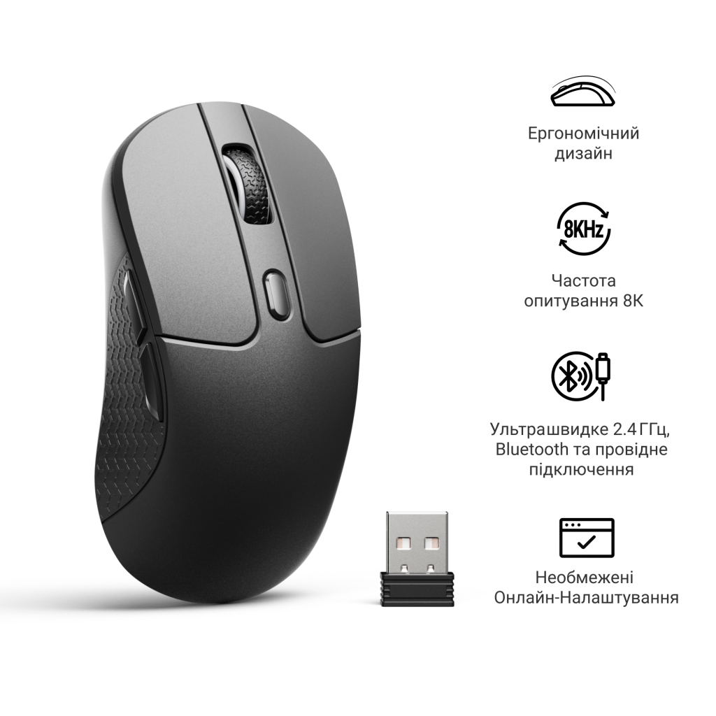 Мишка Keychron M3 Wireless/Bluetooth/USB Black (M3-A23)