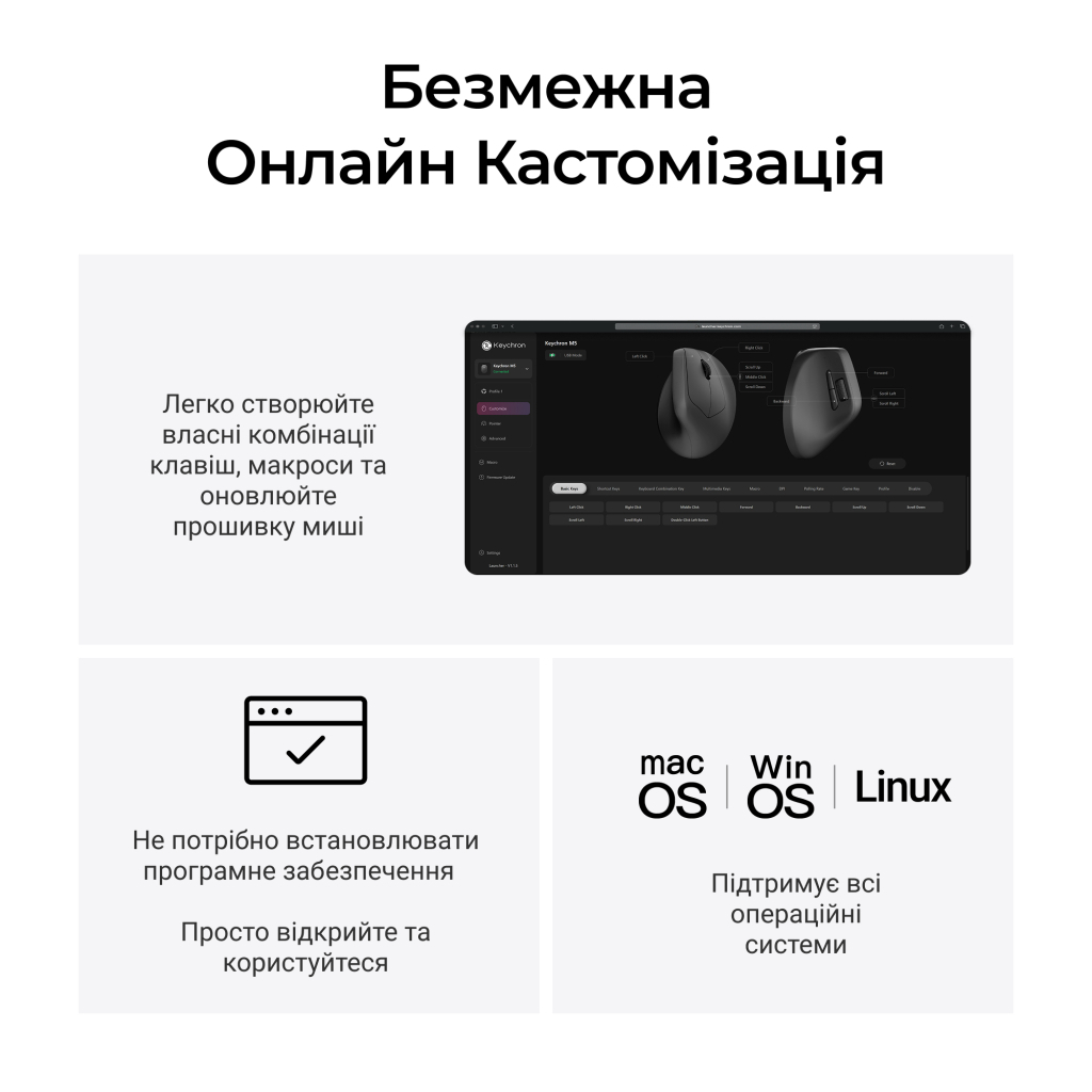 Мишка Keychron M5 Wireless/Bluetooth/USB Black (M5-A23)