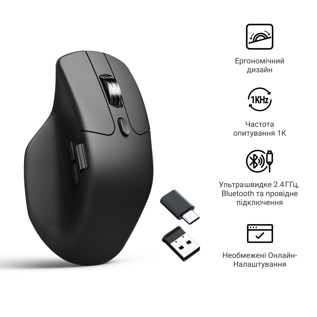 Мишка Keychron M6S Wireless/Bluetooth/USB Black (M6S-A72)