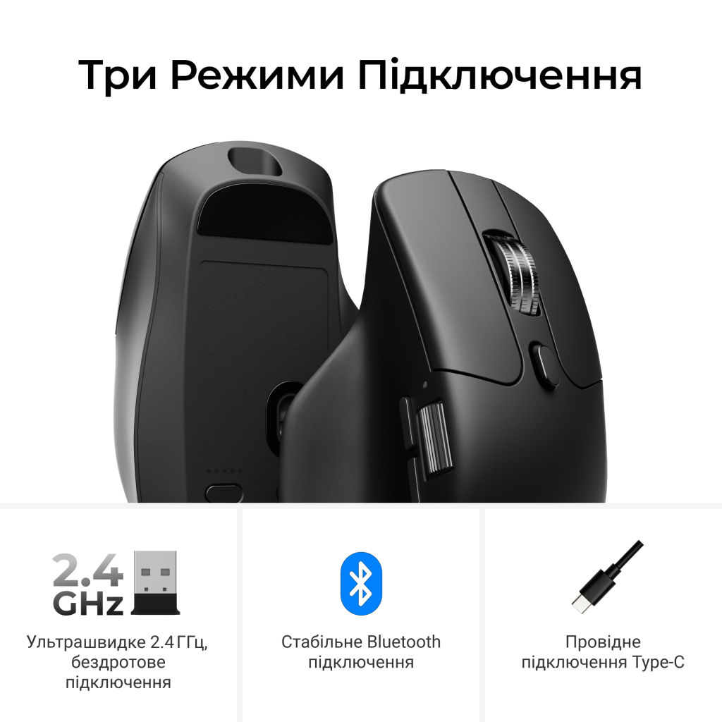 Мишка Keychron M6S Wireless/Bluetooth/USB Black (M6S-A72)