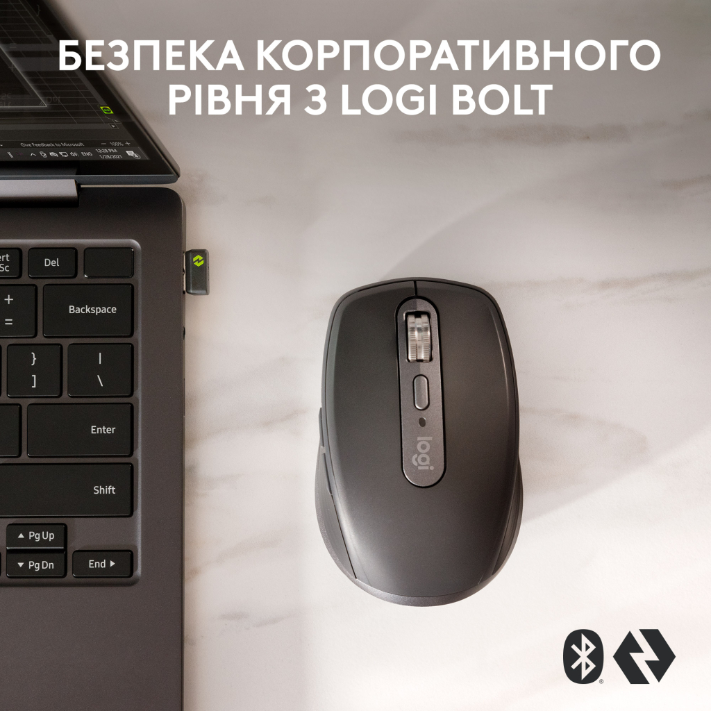 Мишка Logitech MX Anywhere 3S for Business Wireless/Bluetooth + Mouse Pad Studio Series Graphite (MX910-006958)