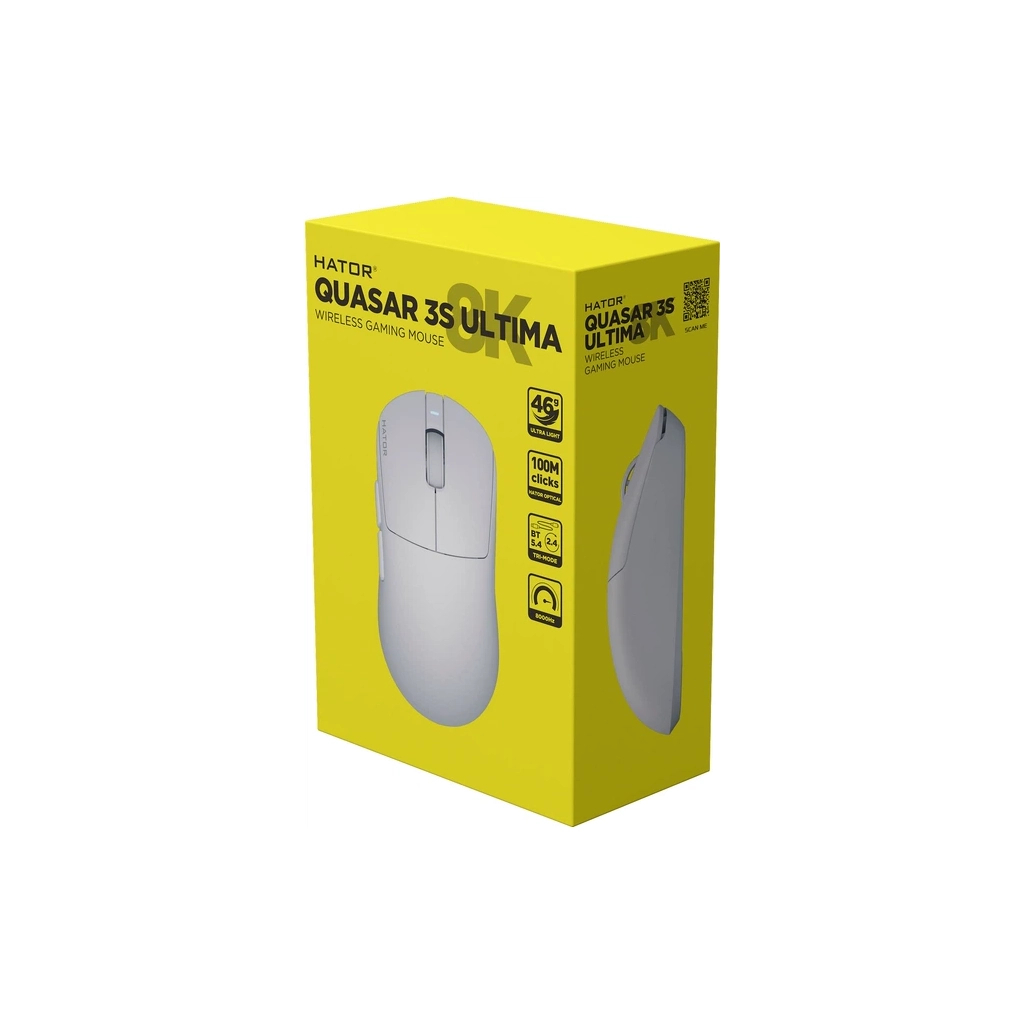 Мишка Hator Quasar 3S Ultima 8K Wireless/Bluetooth/USB White (HTM661)