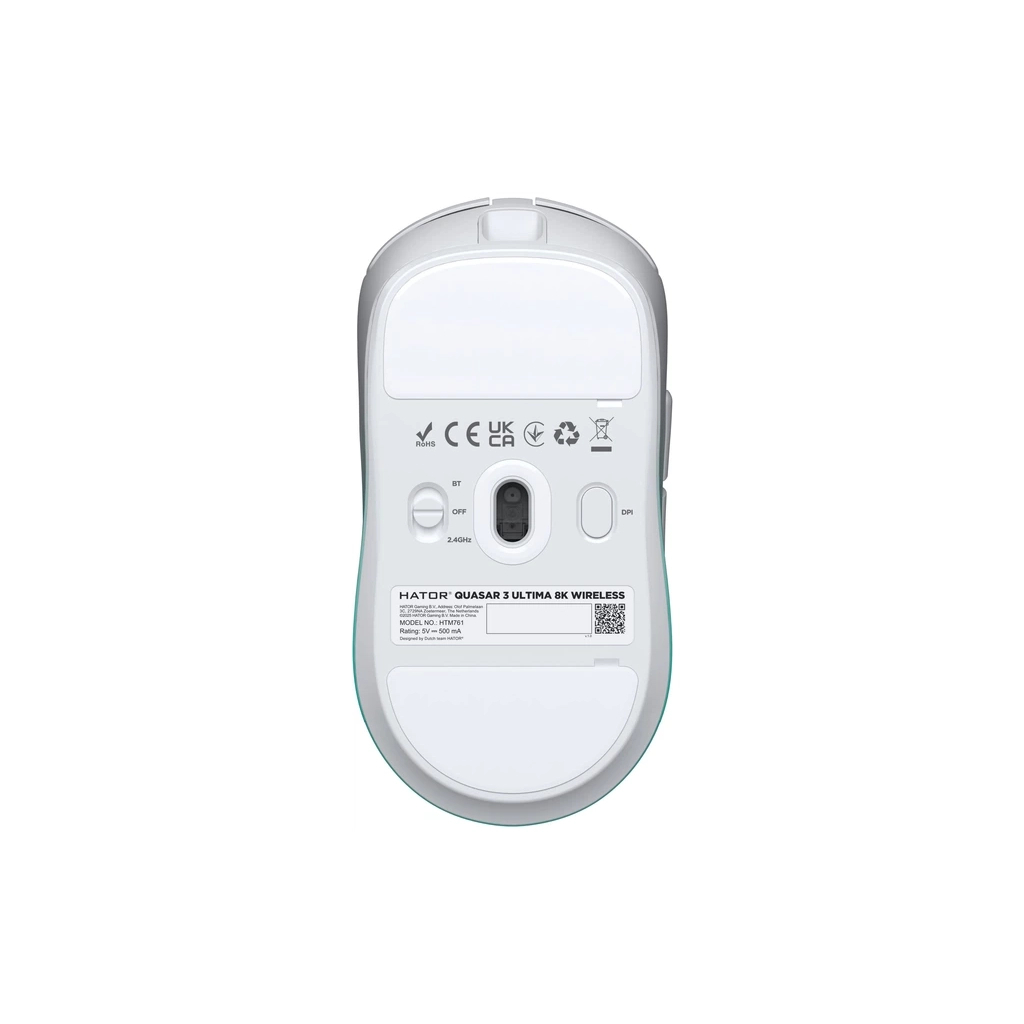 Мишка Hator Quasar 3 Ultima 8K Wireless/Bluetooth/USB White/Mint (HTM761)