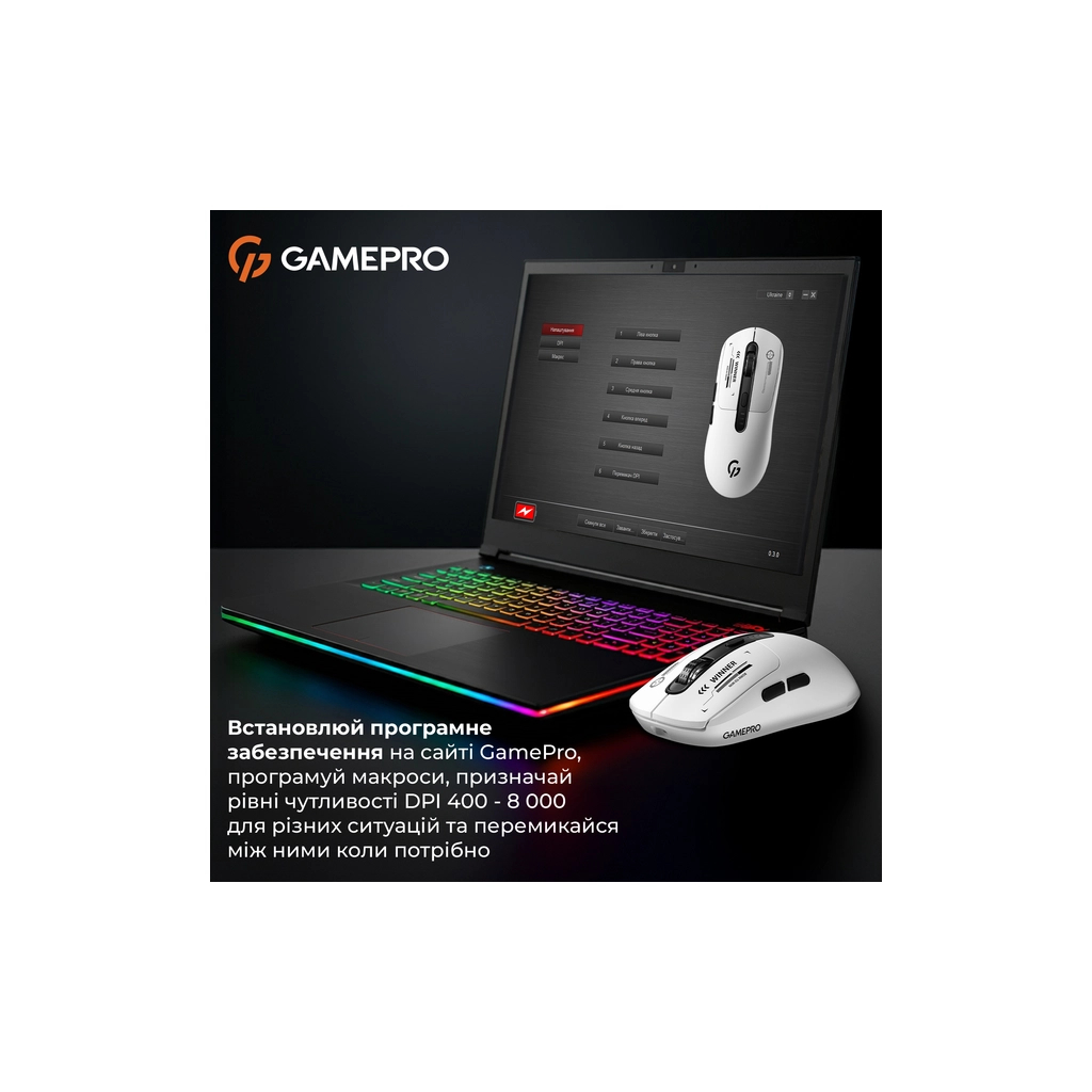 Мишка GamePro Genesis Winner Wireless/Bluetooth/USB White (GM079W)