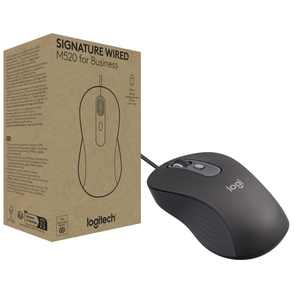Мишка Logitech Signature M520 for Business USB-C Graphite (910-007511)