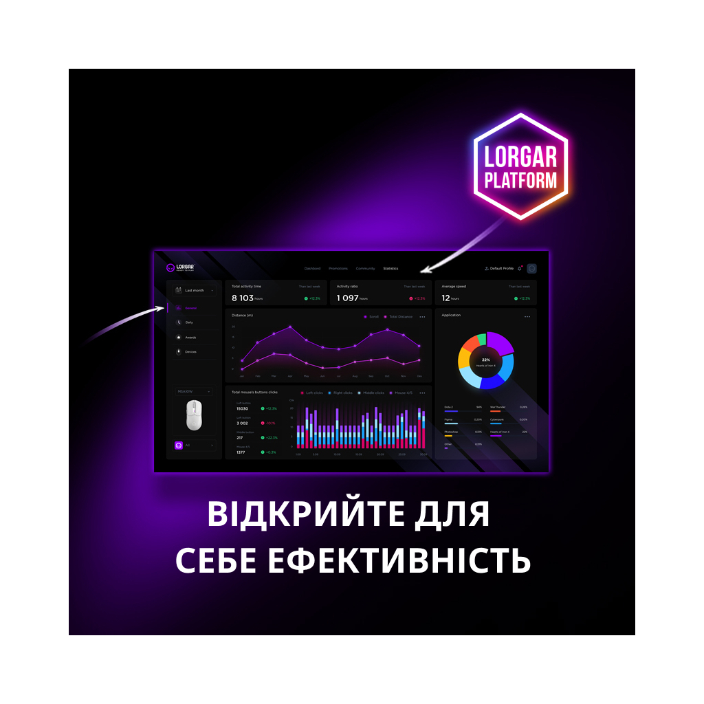 Мишка Lorgar MSA10W Wireless Gaming Black (LRG-MSA10W-BK)