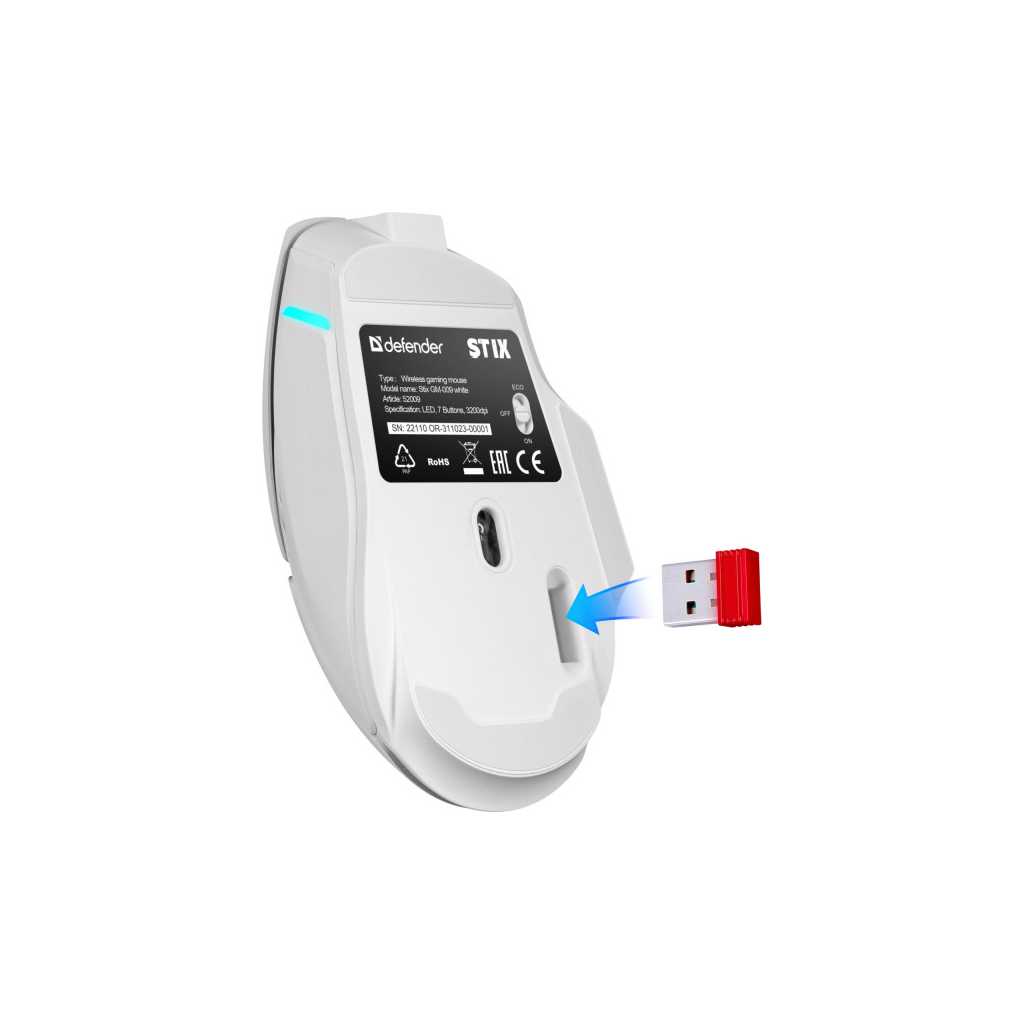 Мишка Defender Stix GM-009 LED Wireless White (52009)